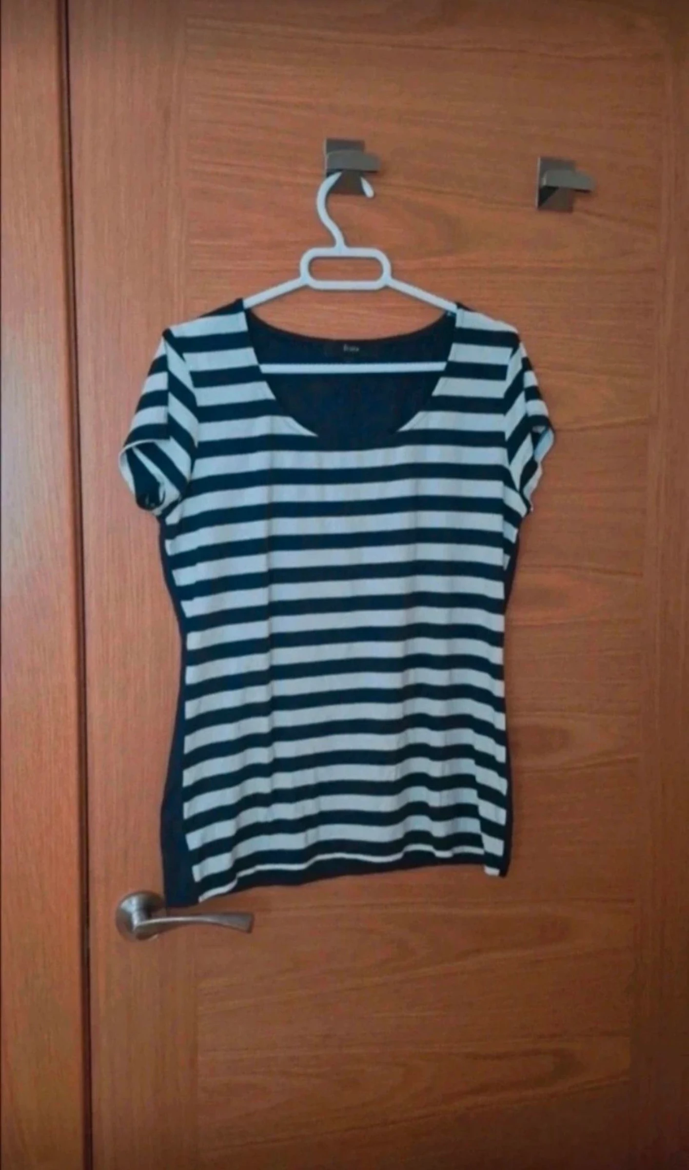 Camiseta de mujer, manga corta, rayas, talla 40
